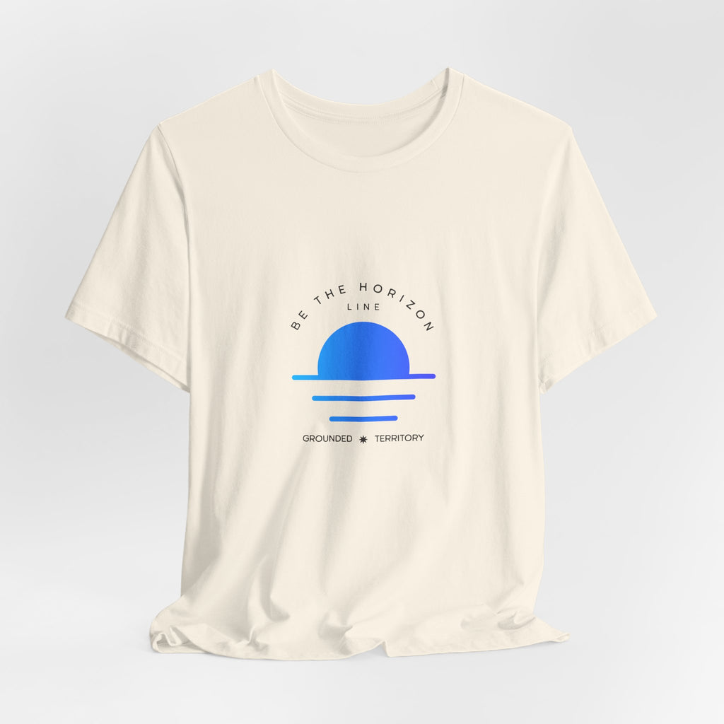 Be the horizon Line | Women's Motivational Graphic Minimalistic Blue Ocean Sunrise T-Shirt