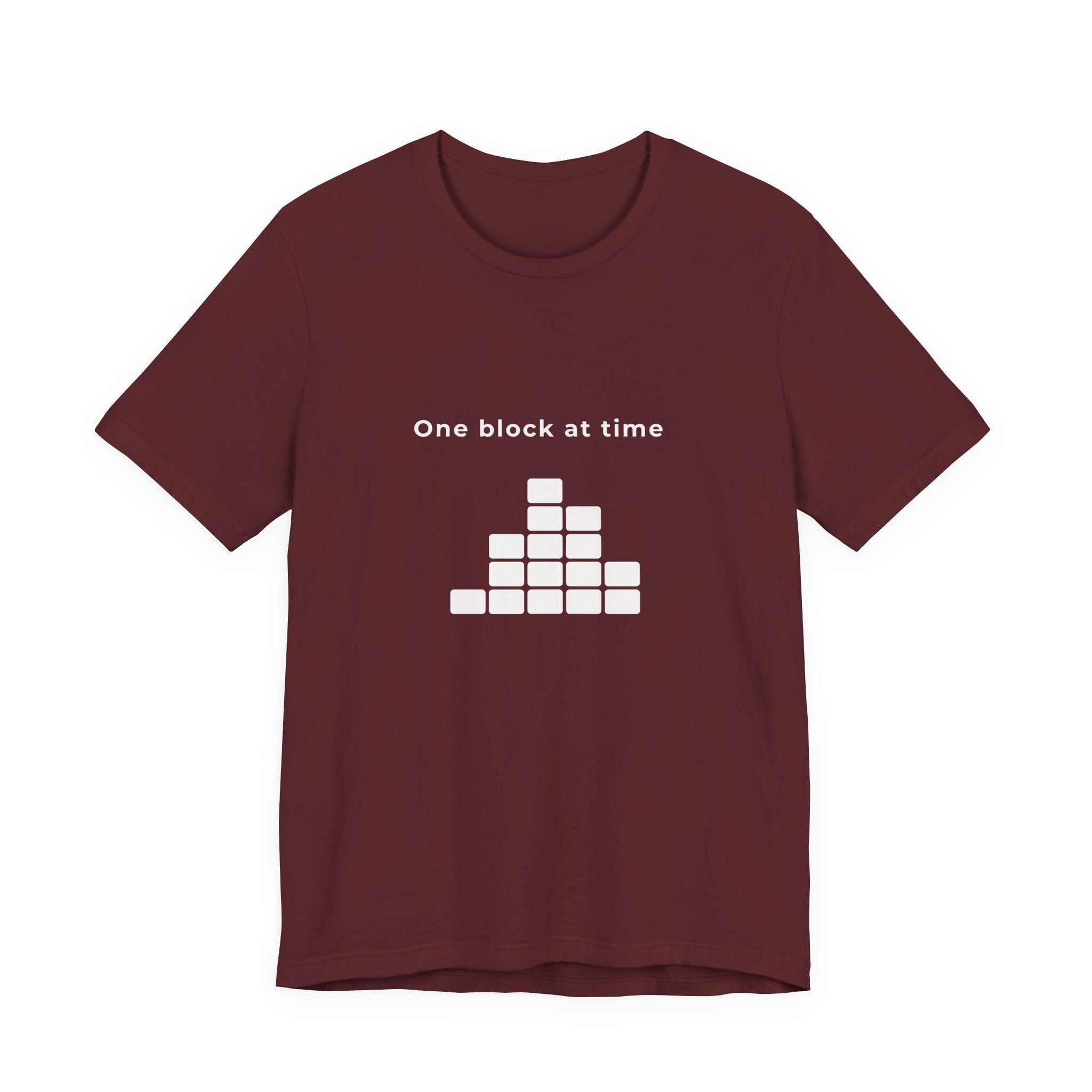 One Block at a Time | Men's Motivational Graphic Grid Progress T-Shirt