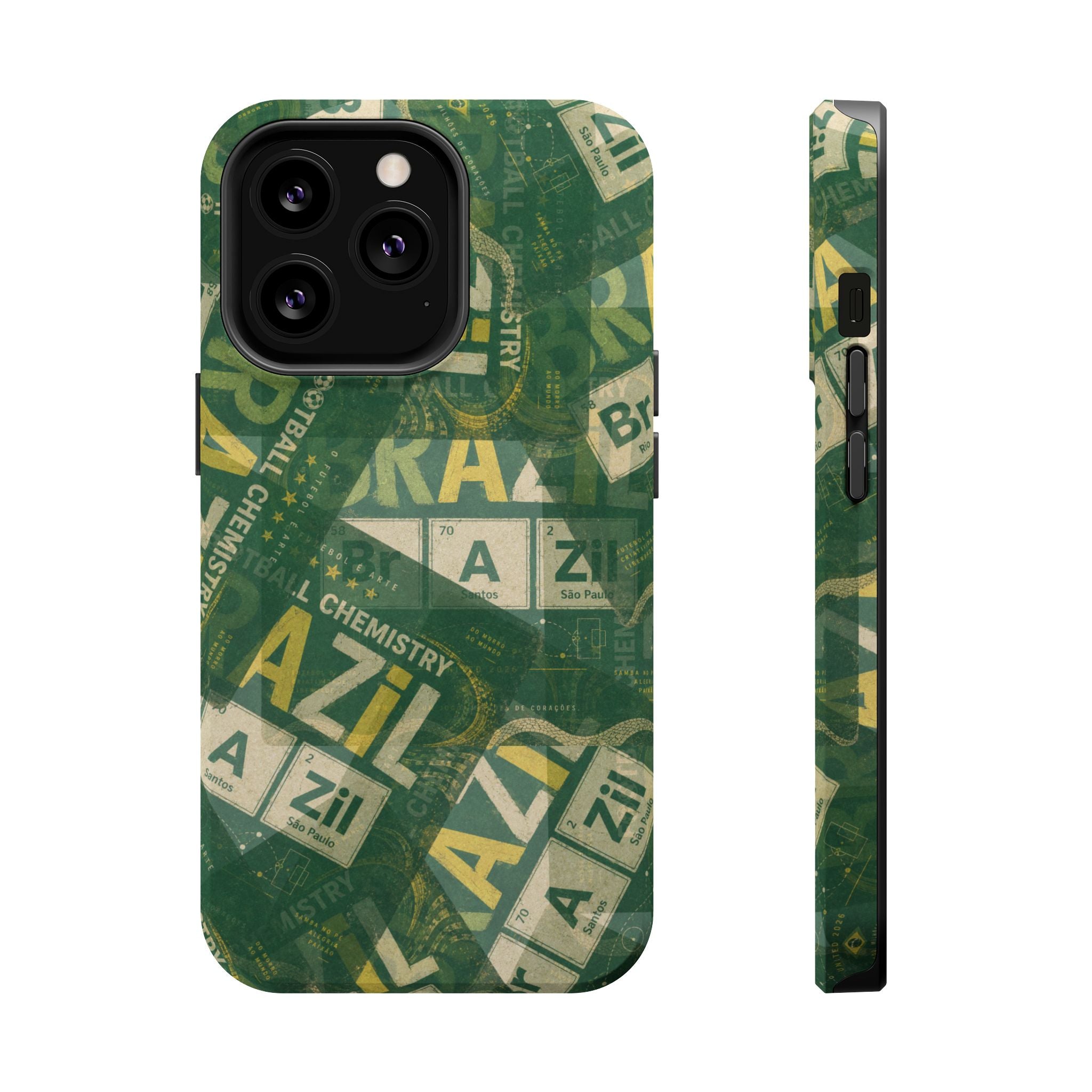 Brazil Football Phone Case | Green, gold, and chemistry.