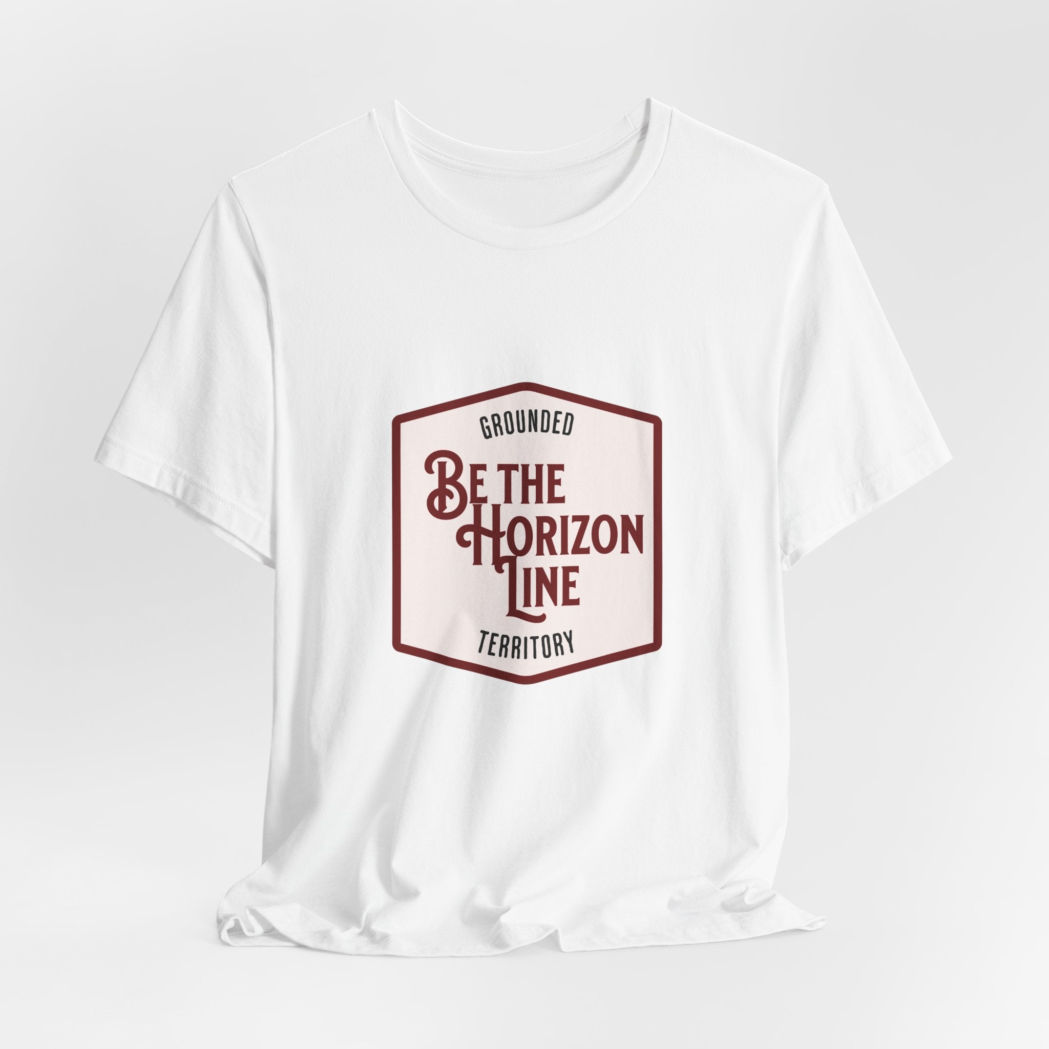 Be the horizon Line | Women's Motivational Graphic Shield Style Emblem T-Shirt
