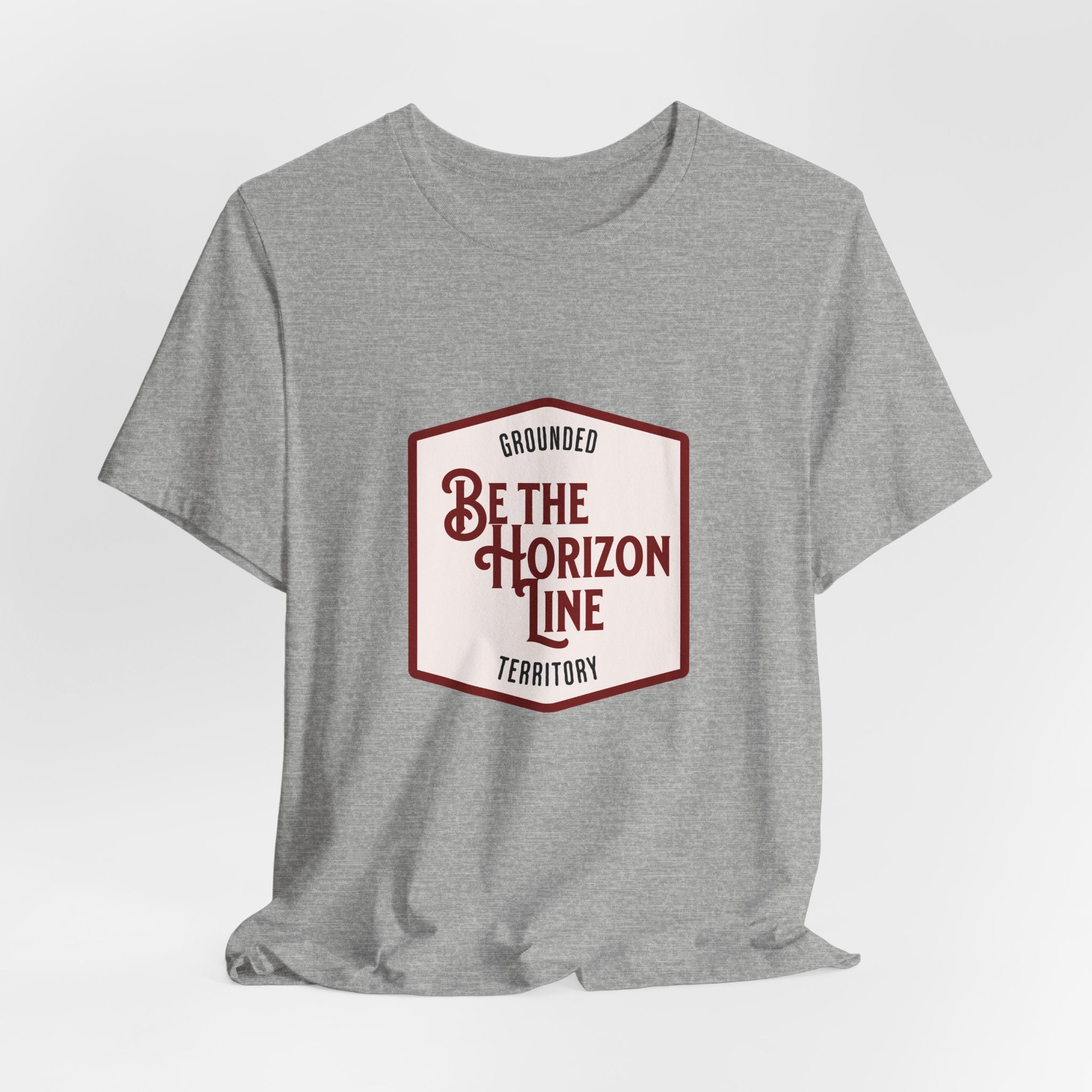 Be the horizon Line | Women's Motivational Graphic Shield Style Emblem T-Shirt