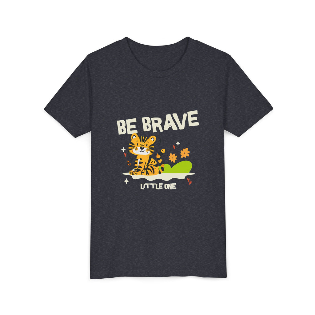 Be Brave Little One | Kids Motivational Graphic Tiger Floral Garden T-Shirt
