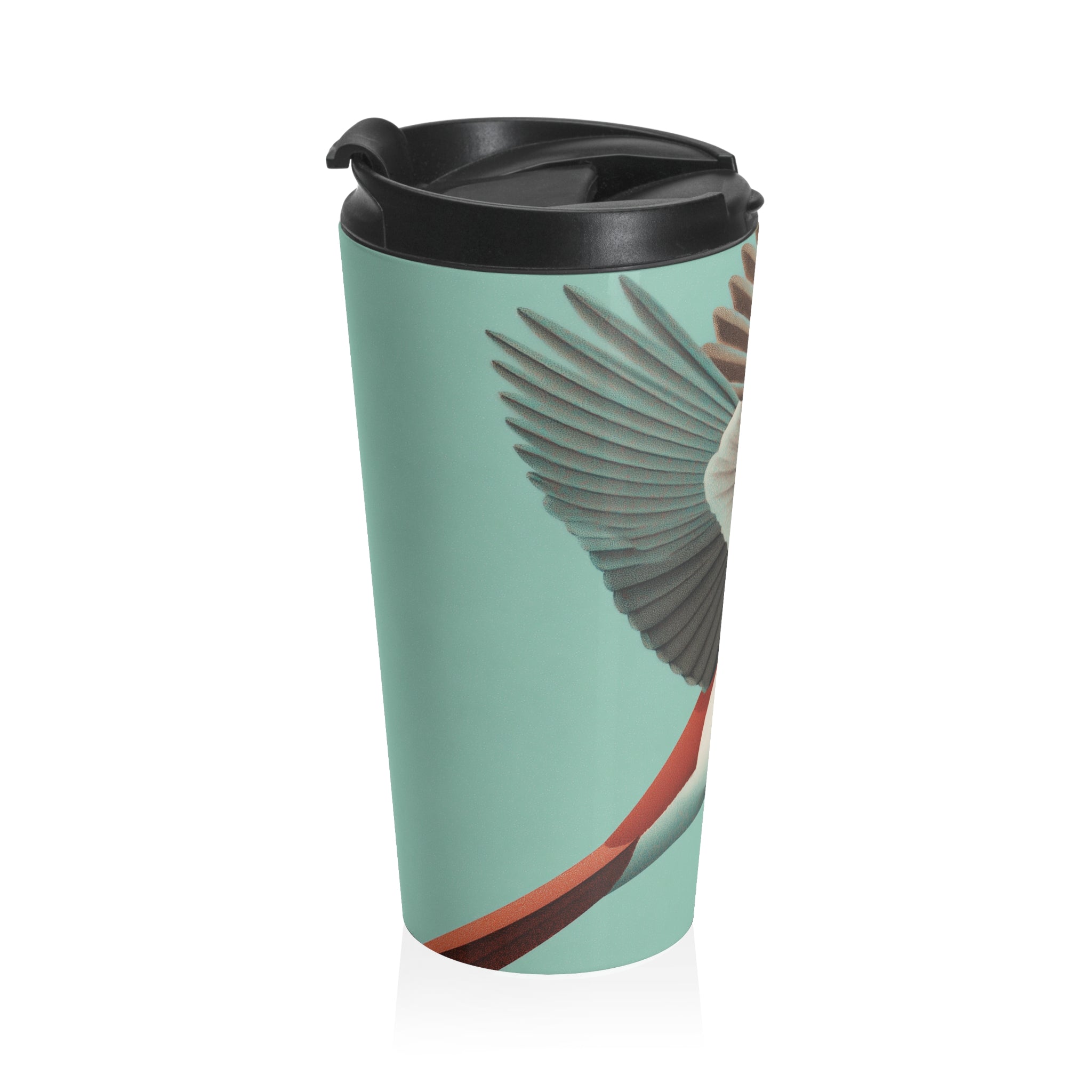 She Flies Forward Stainless Steel Travel Mug | Motivational Graphic Green Minimal