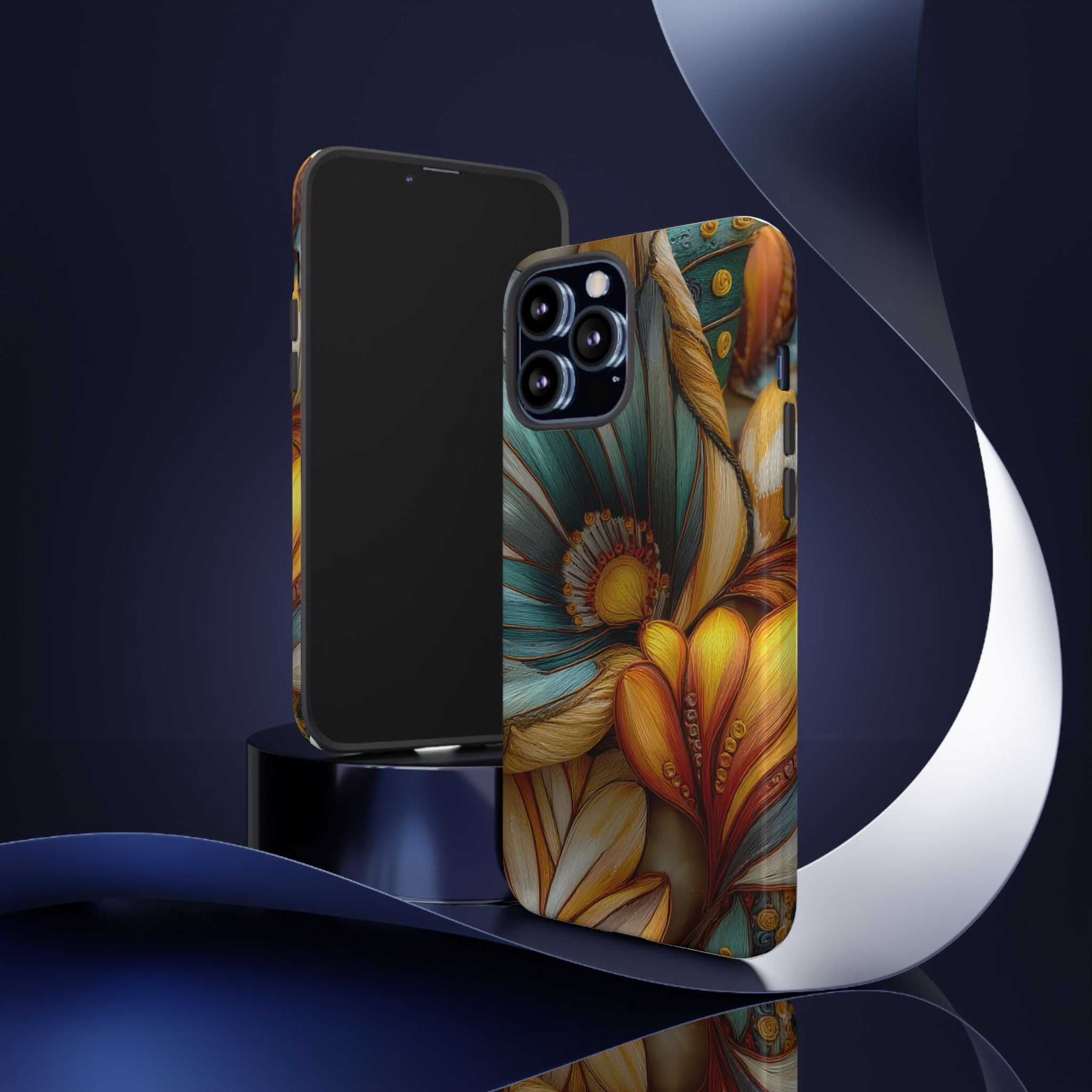 Sculpted Bloom Phone Case | 3D Embroidery style Botanical