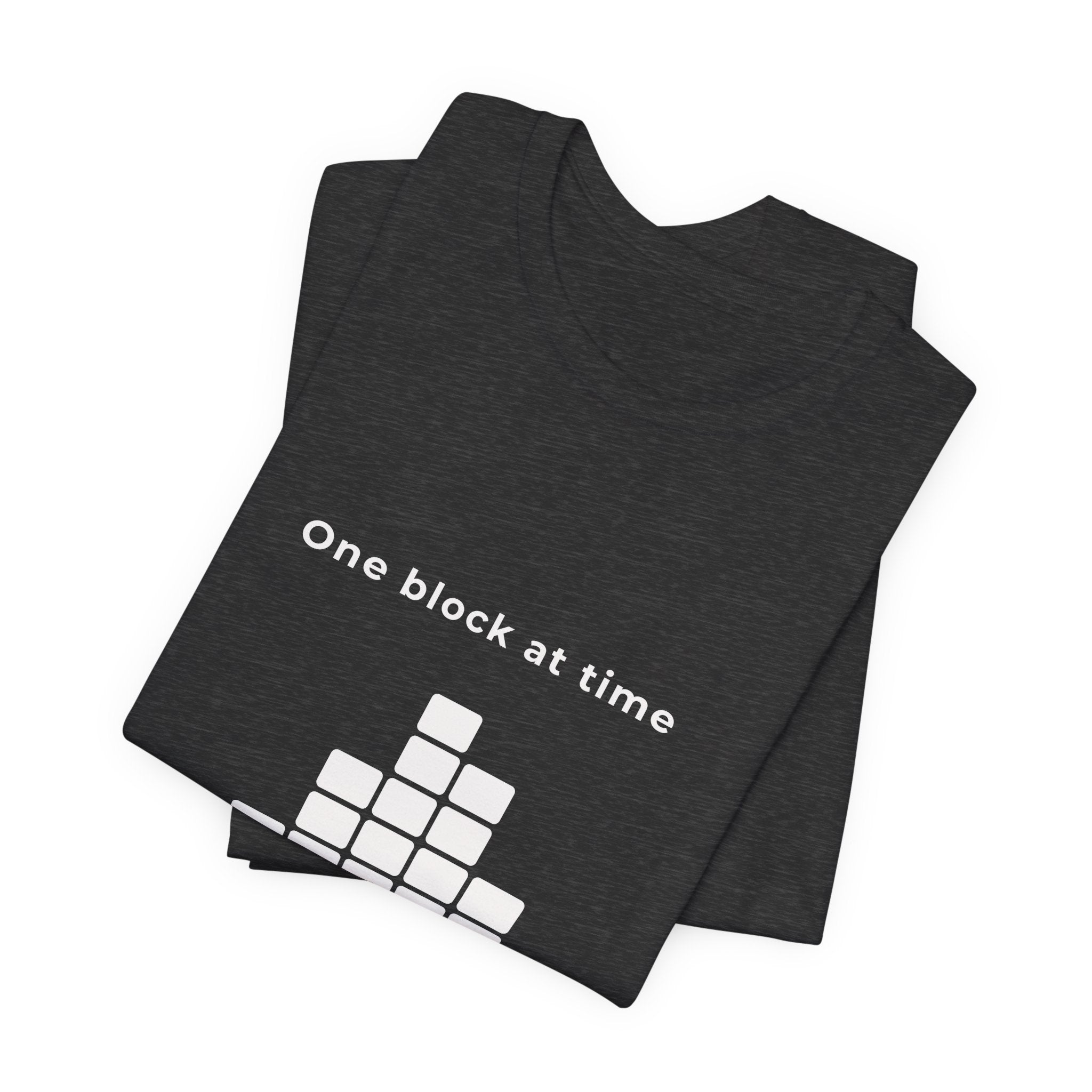 One Block at a Time | Men's Motivational Graphic Grid Progress T-Shirt