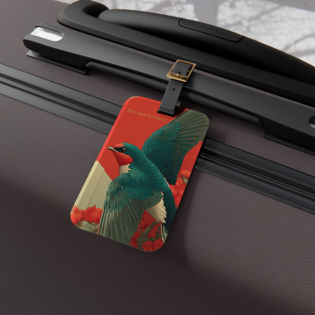 She Flies Forward Luggage Tag | Motivational Graphic Forward Flight