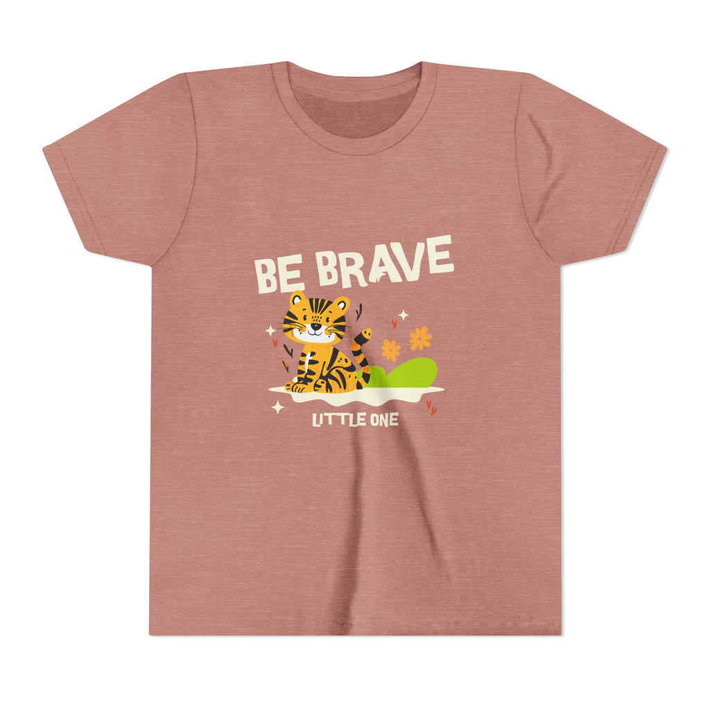 Be Brave Little One | Kids Motivational Graphic Tiger Floral Garden T-Shirt