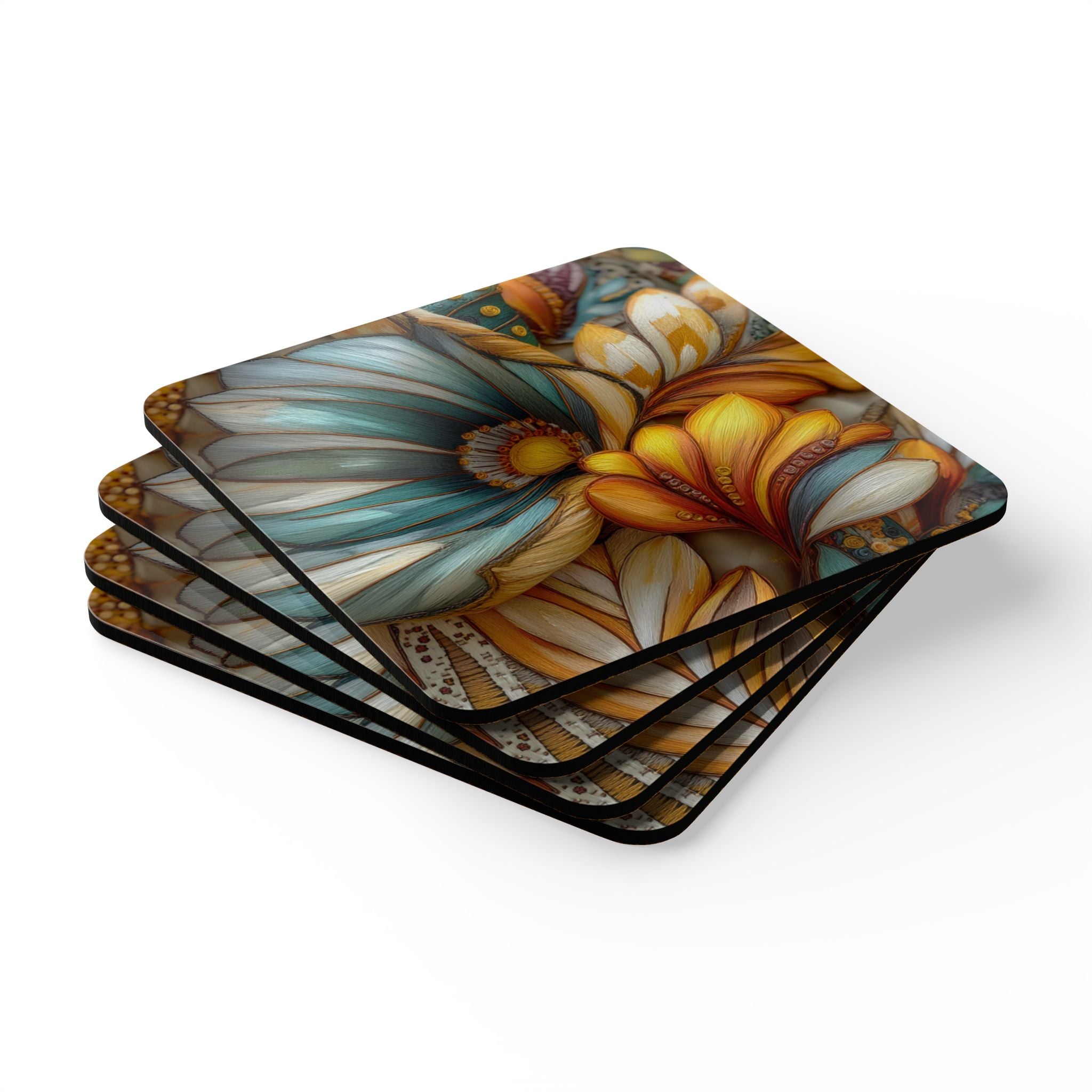 Sculpted Bloom Coasters - 3D Embroidery-Style Botanical Coasters motivational design