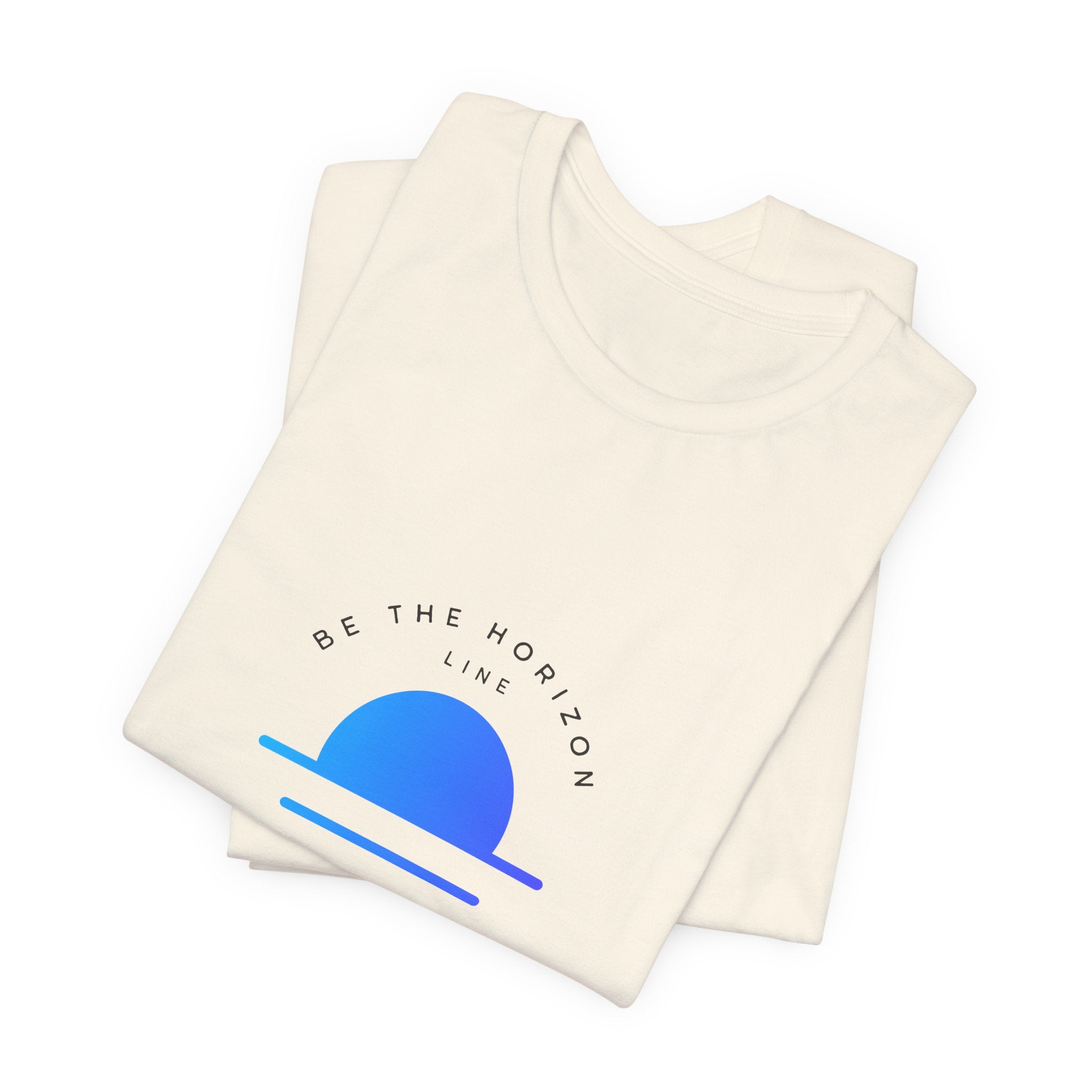 Be the horizon Line | Women's Motivational Graphic Minimalistic Blue Ocean Sunrise T-Shirt