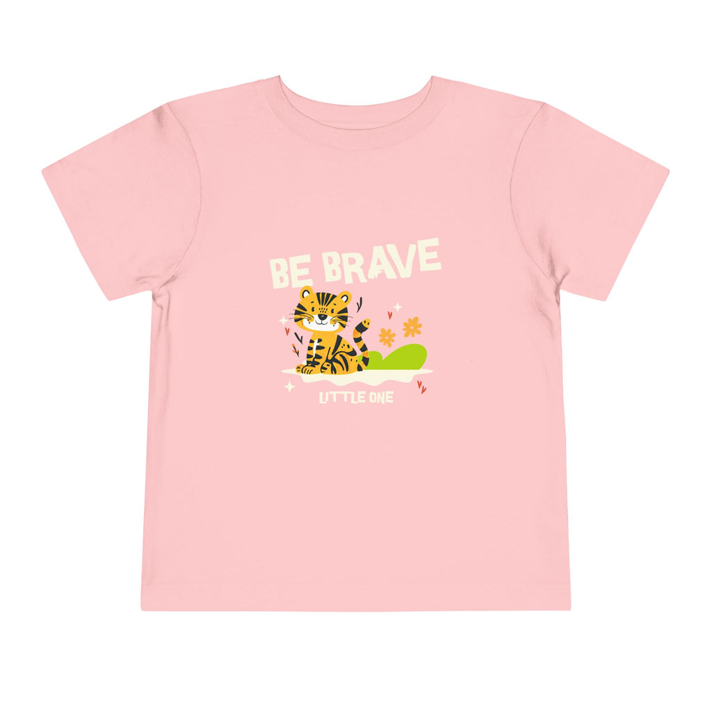 Be Brave Little One | Toddler Motivational Graphic Tiger Floral Garden T-Shirt