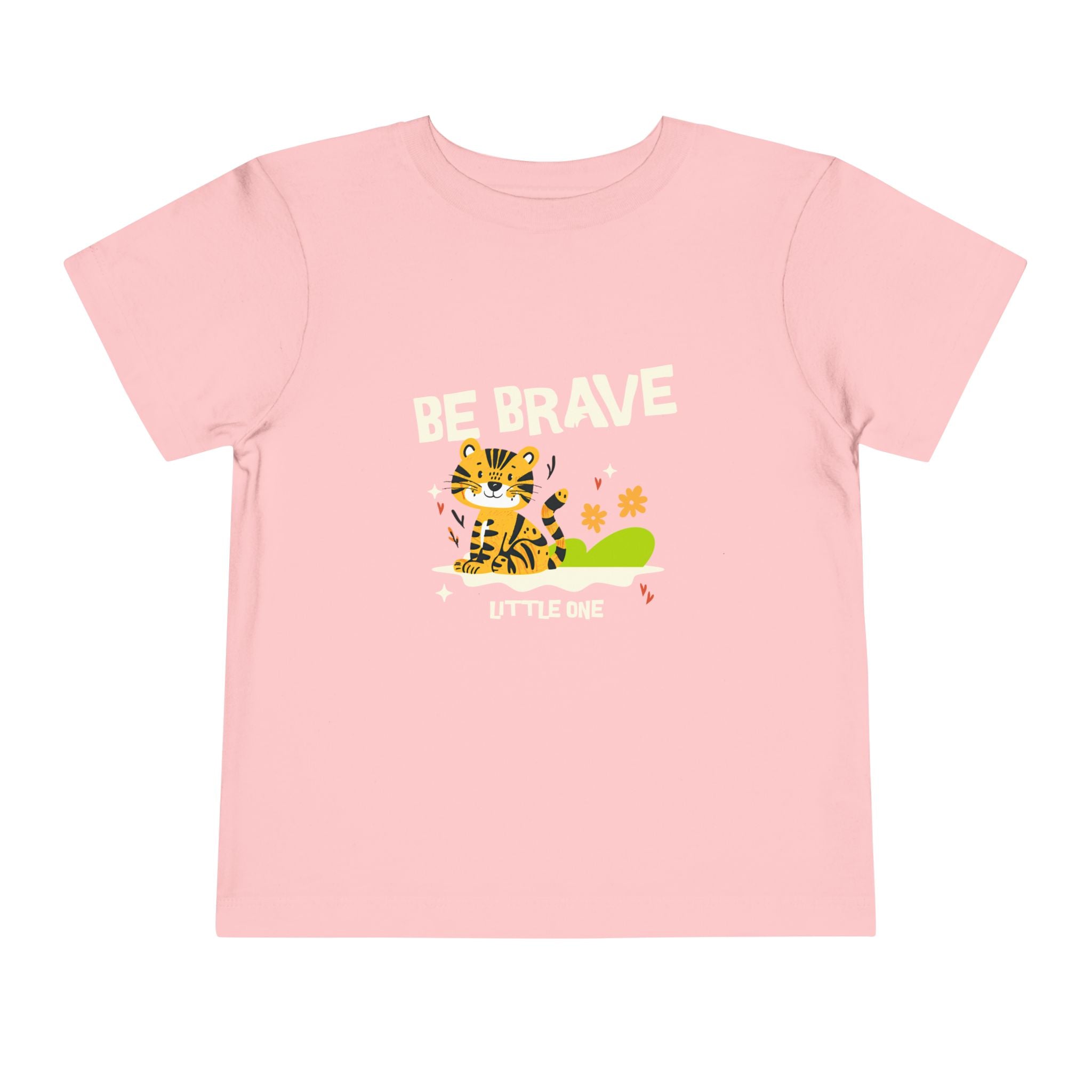 Be Brave Little One | Toddler Motivational Graphic Tiger Floral Garden T-Shirt