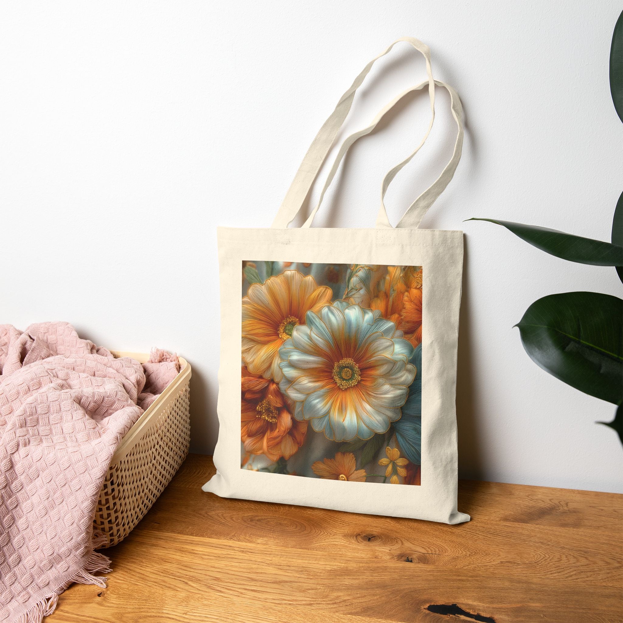 Sculpted Bloom Tote Bag - 3D Embroidery-Style Botanical Tote Bag motivational design
