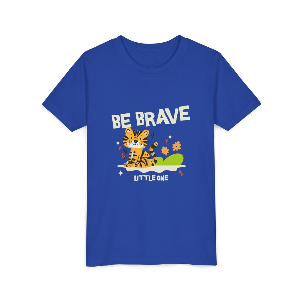 Be Brave Little One | Kids Motivational Graphic Tiger Floral Garden T-Shirt