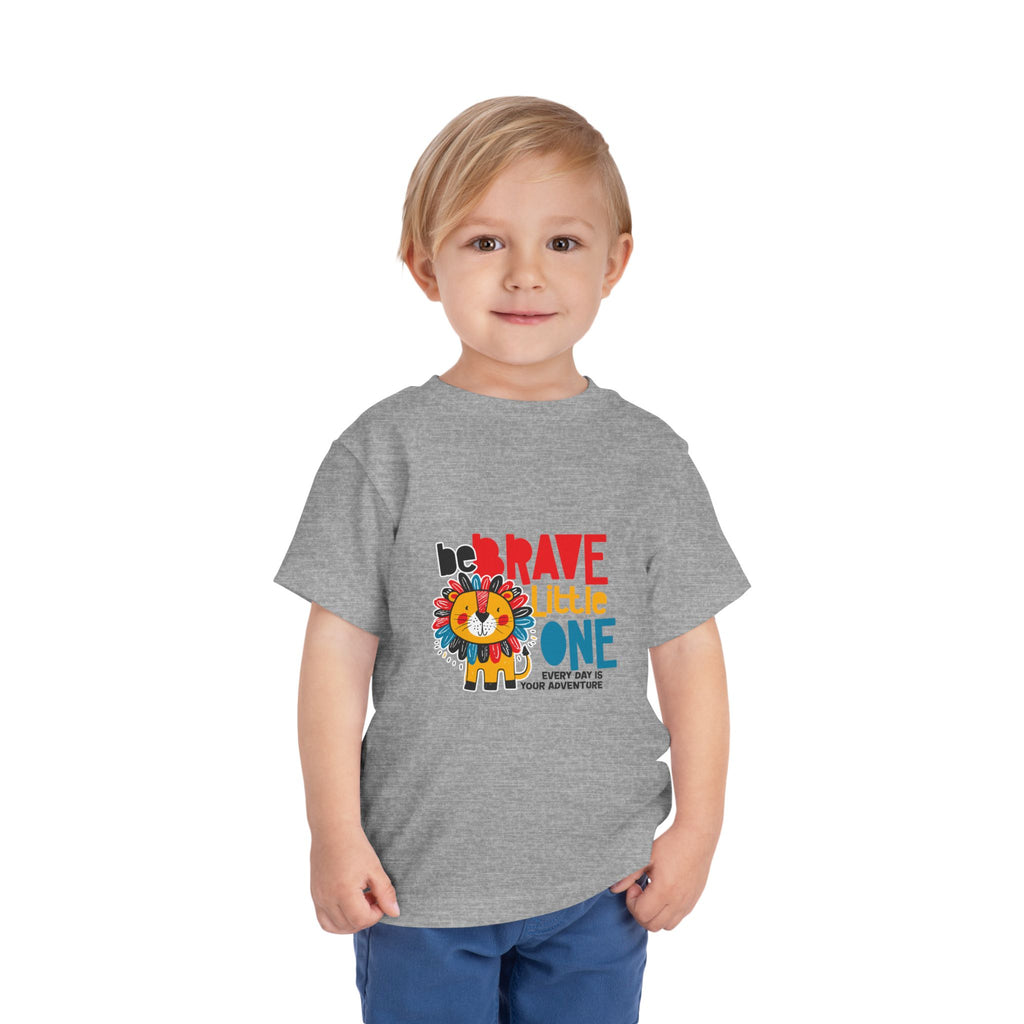 Be Brave Little One | Toddler Motivational Graphic Cute Colourful Lion T-Shirt