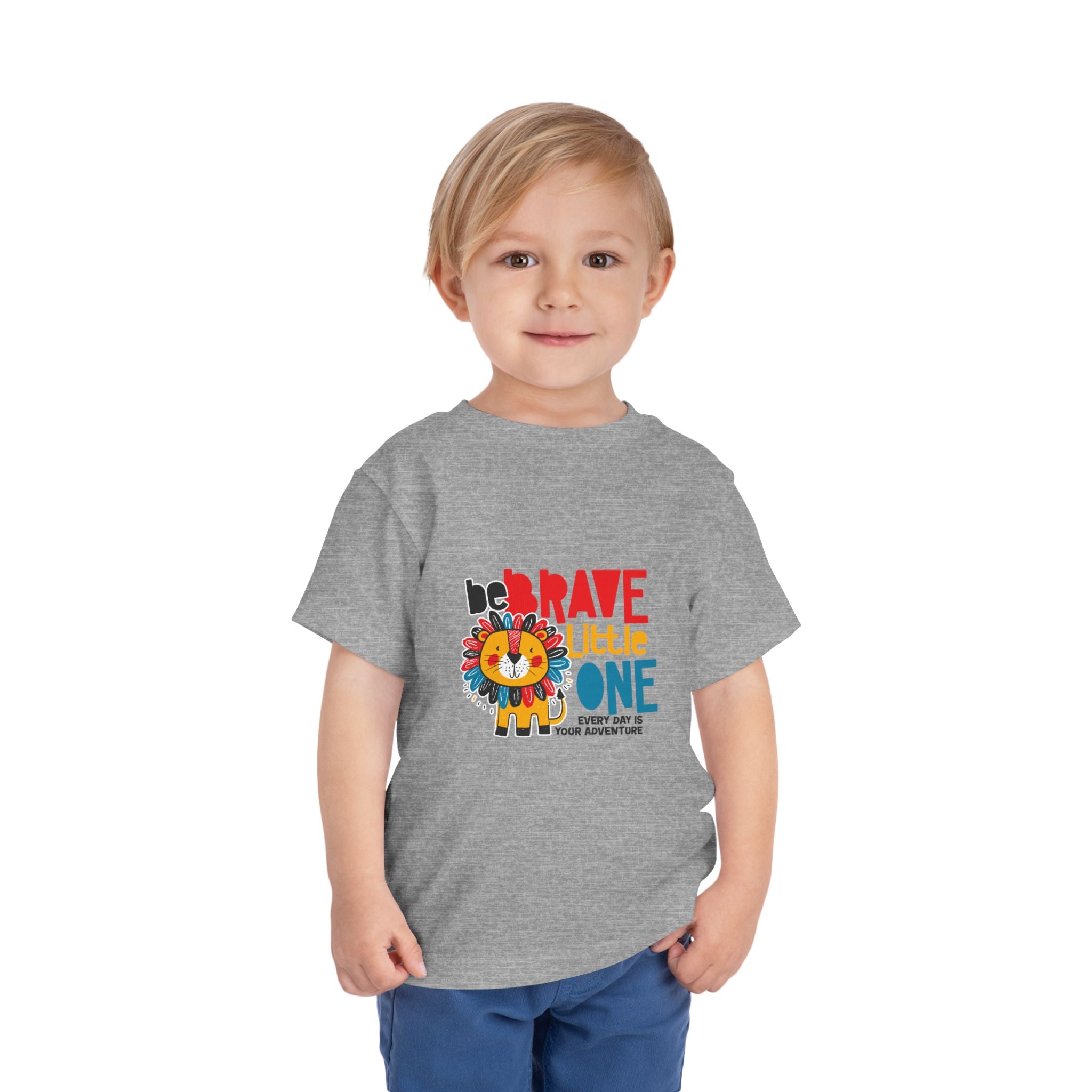 Be Brave Little One | Toddler Motivational Graphic Cute Colourful Lion T-Shirt
