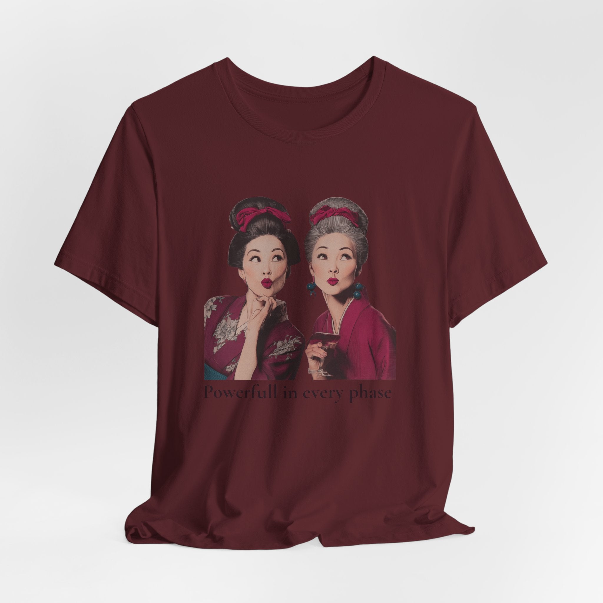 Powerful in Every Phase | Women's Motivational Graphic Vintage Women T-Shirt
