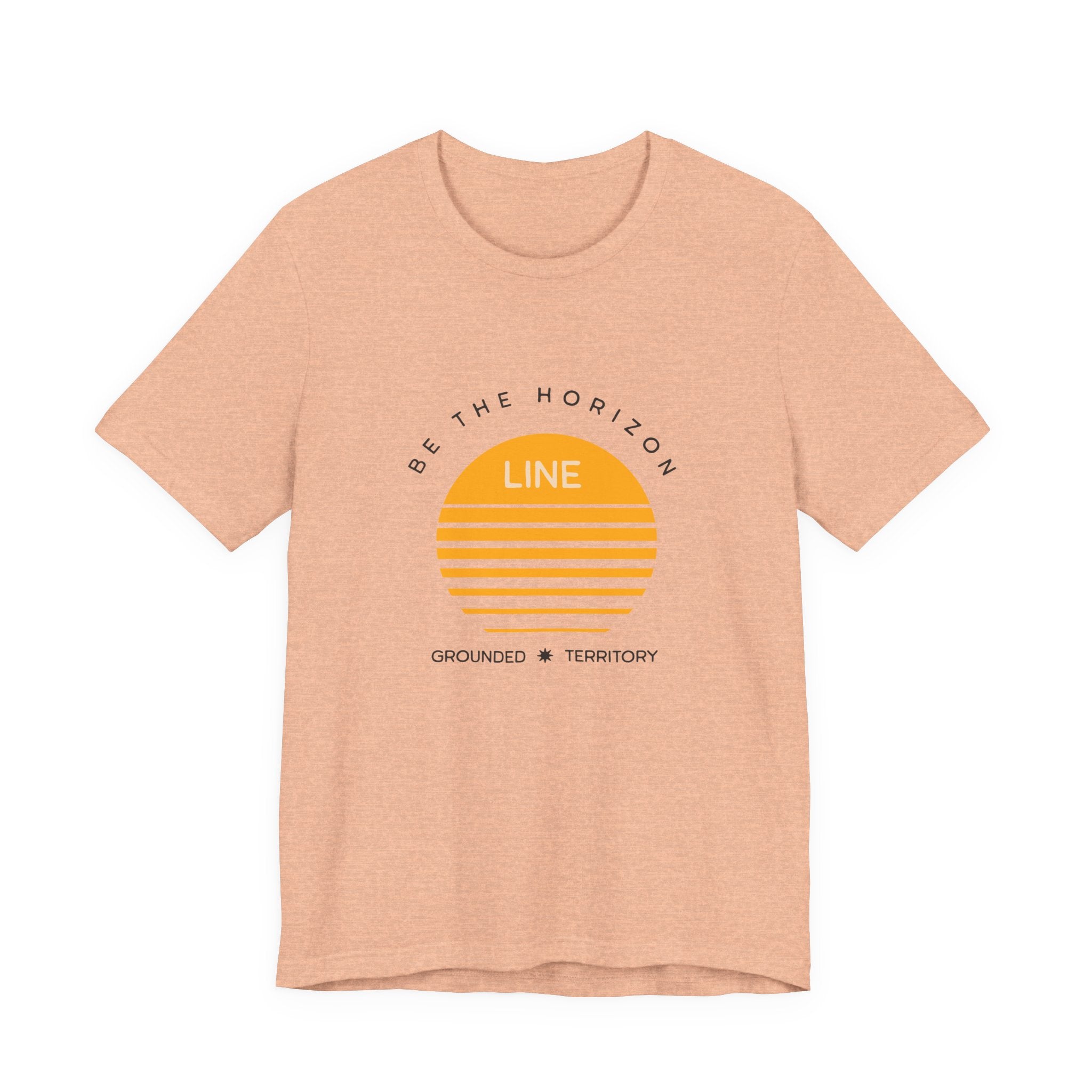 Be the horizon Line | Women's Motivational Graphic Circular Amber Wave Sunrise T-Shirt