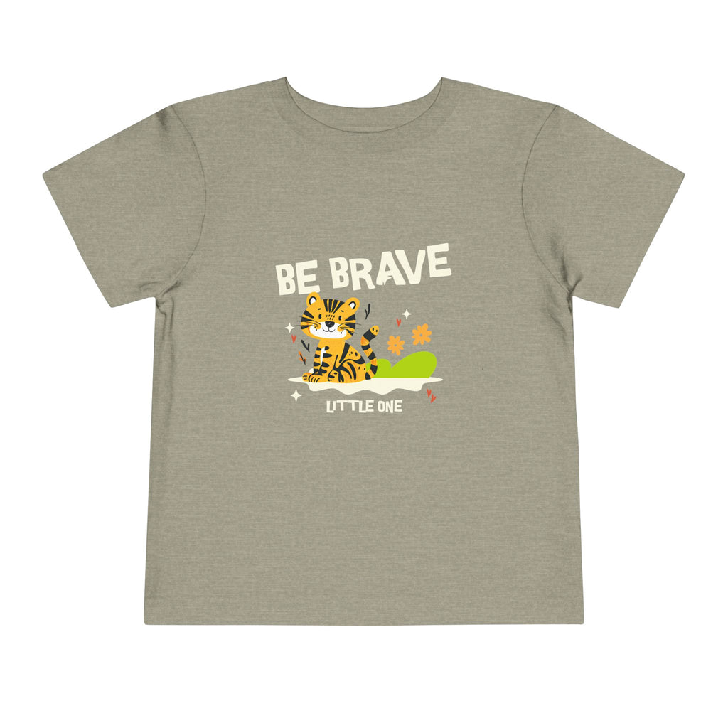 Be Brave Little One | Toddler Motivational Graphic Tiger Floral Garden T-Shirt