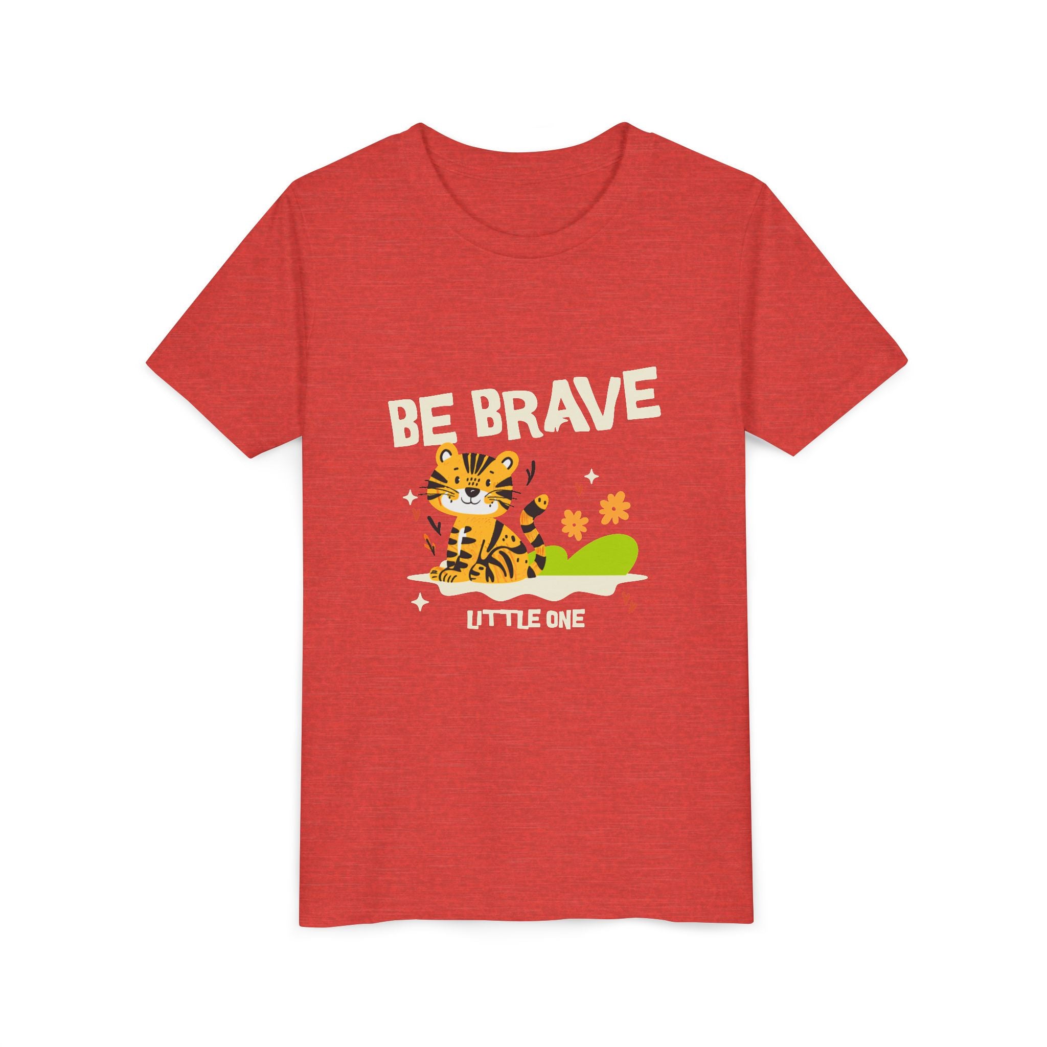 Be Brave Little One | Kids Motivational Graphic Tiger Floral Garden T-Shirt