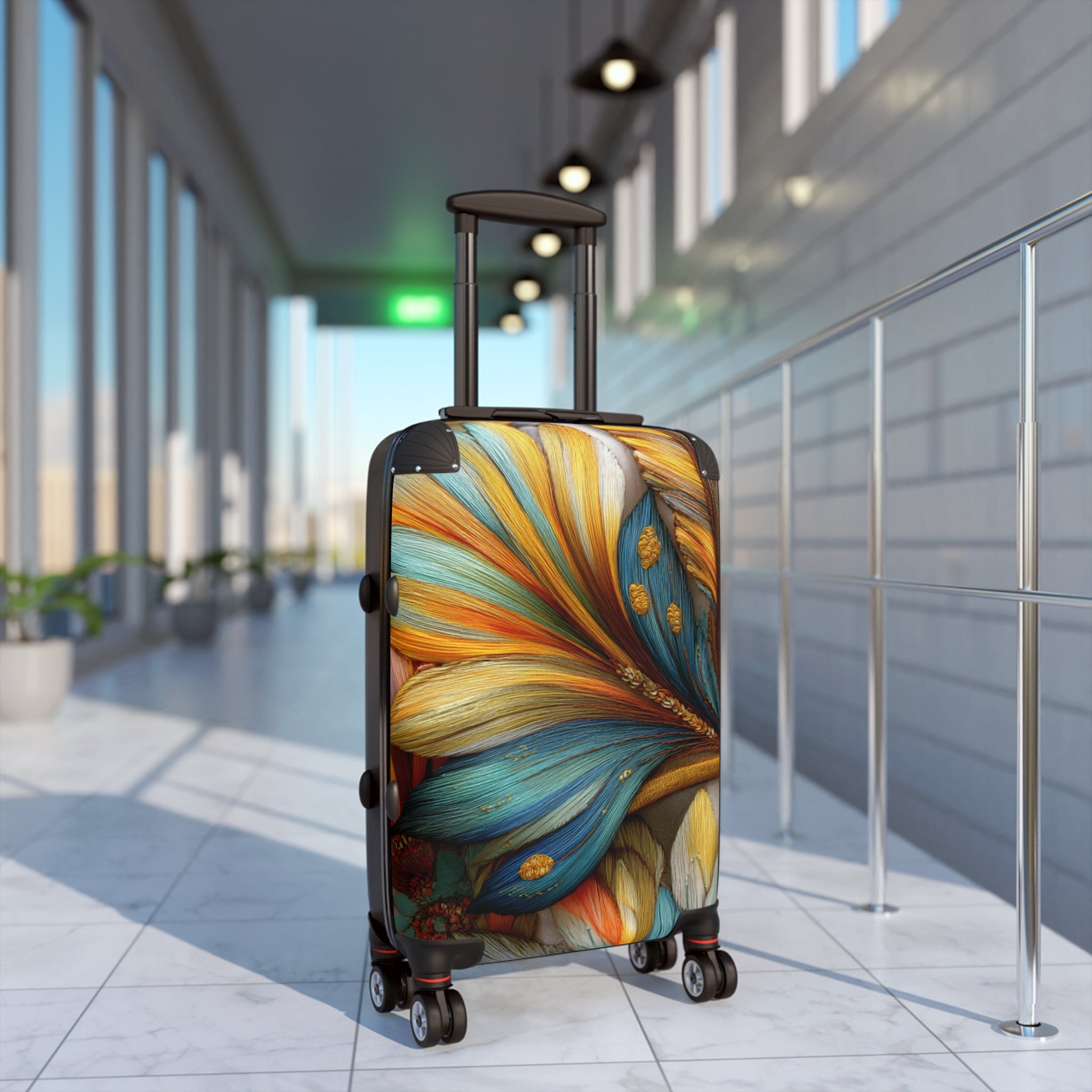 Thread Garden Carry-on Suitcase | 3D Embroidery style Botanical
