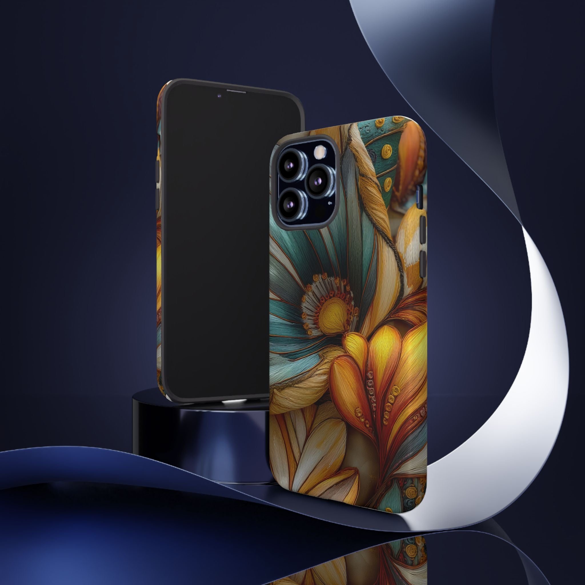 Sculpted Bloom Phone Case | 3D Embroidery style Botanical