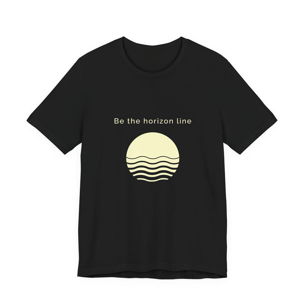 Be the horizon Line | Women's Motivational Graphic Circular Yellow Wave Sunrise T-Shirt