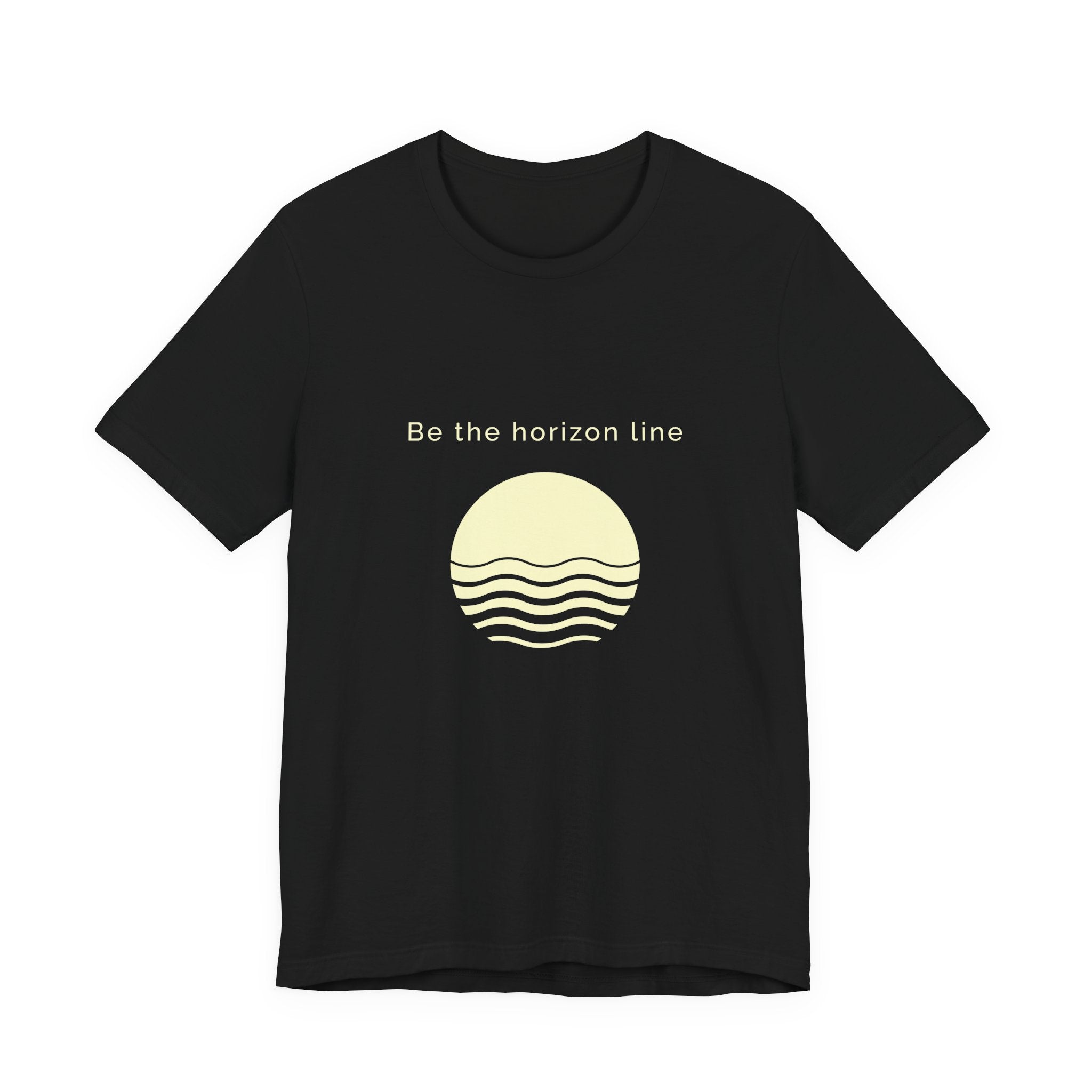 Be the horizon Line | Women's Motivational Graphic Circular Yellow Wave Sunrise T-Shirt