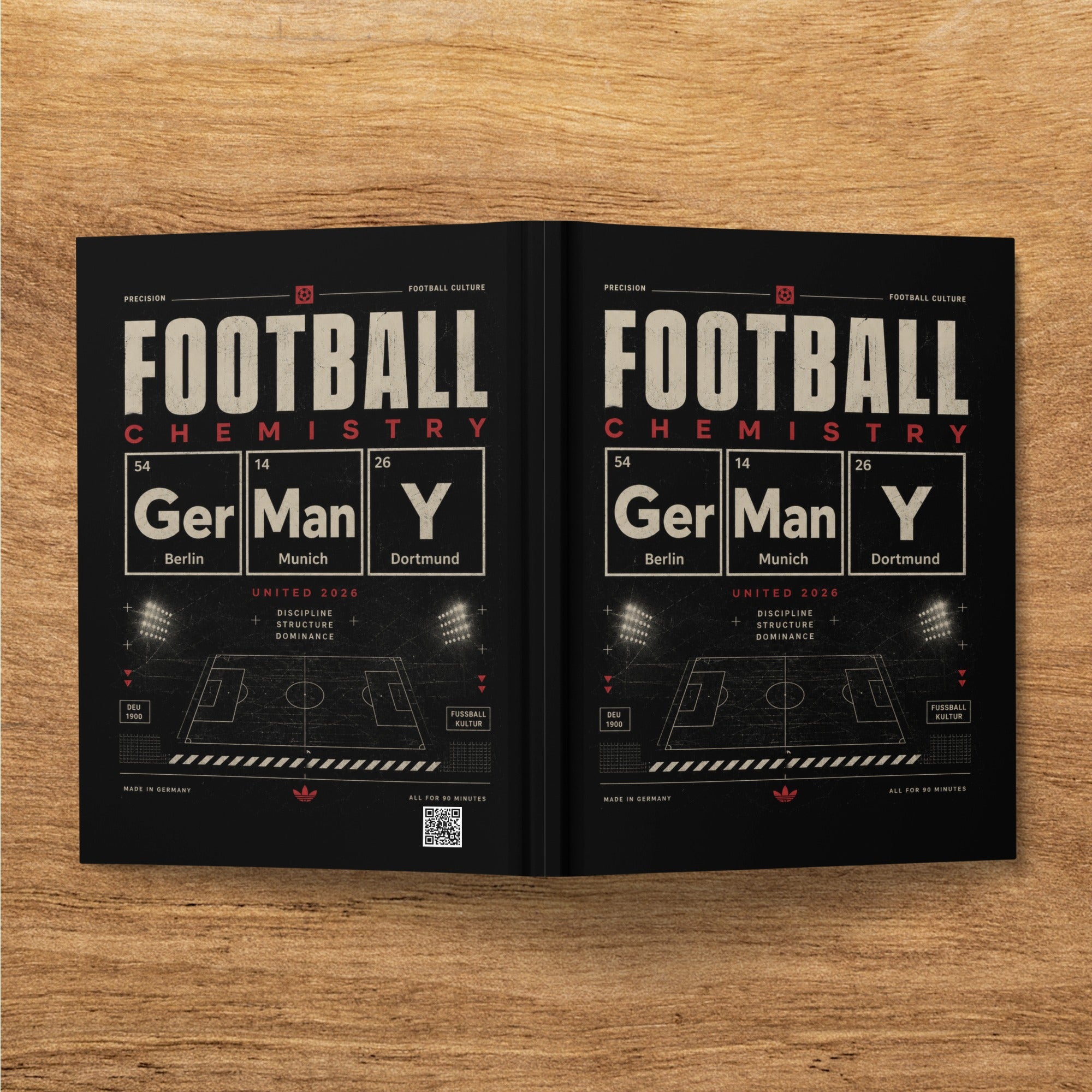 Football Culture magazine cover with German and Manchester City crests and stadium graphics.