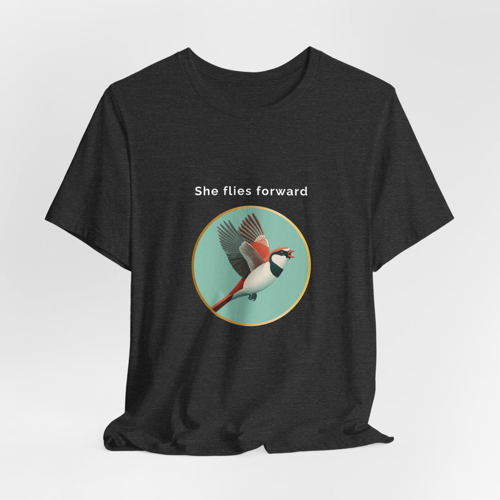 She Flies Forward | Women's Motivational Graphic Green Minimal T-Shirt