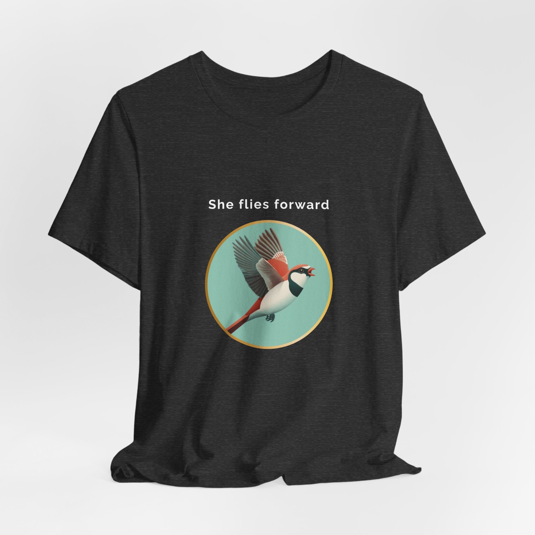 She Flies Forward | Women's Motivational Graphic Green Minimal T-Shirt