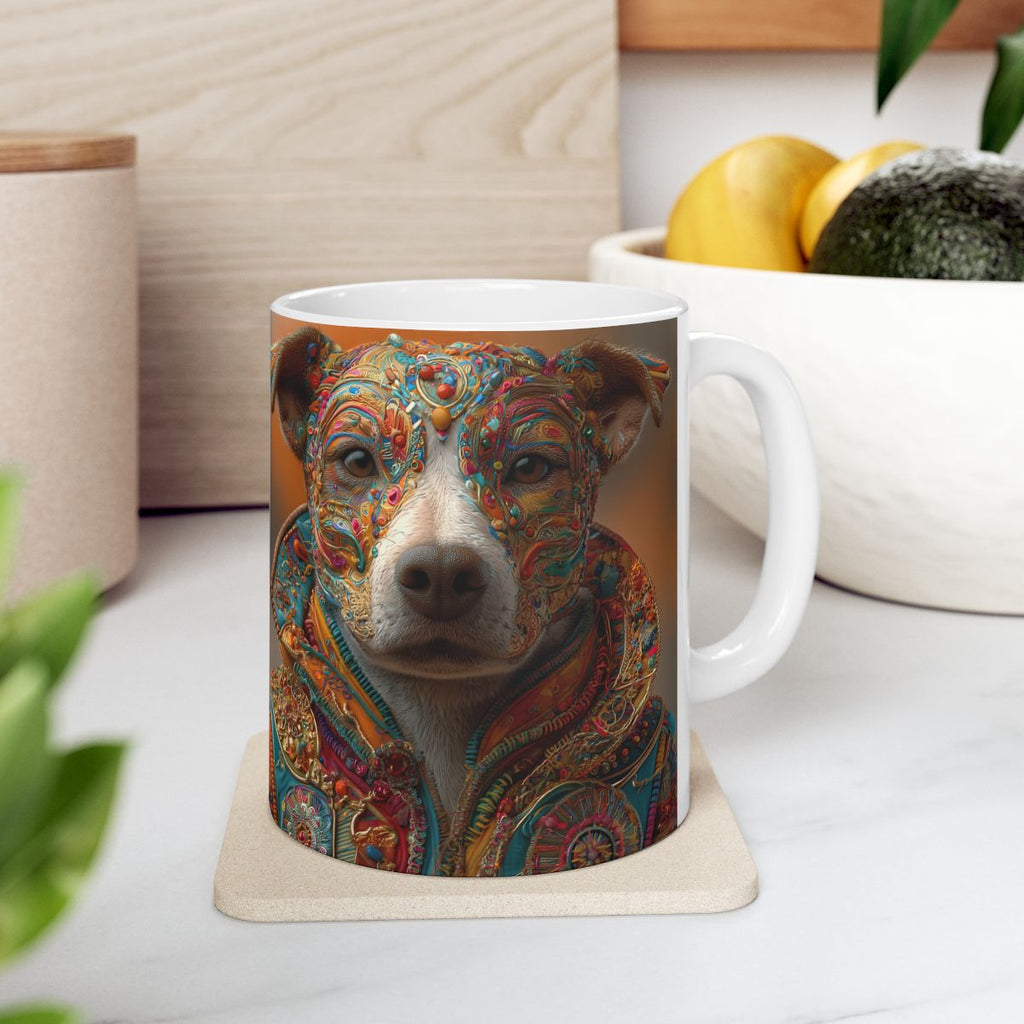 Staffy dog Ceramic Mug | 3D embroidery style
