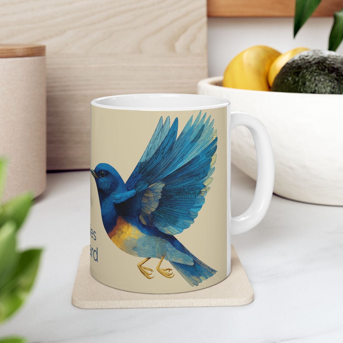 She Flies Forward Ceramic Mug | Motivational Graphic Deep Horizon
