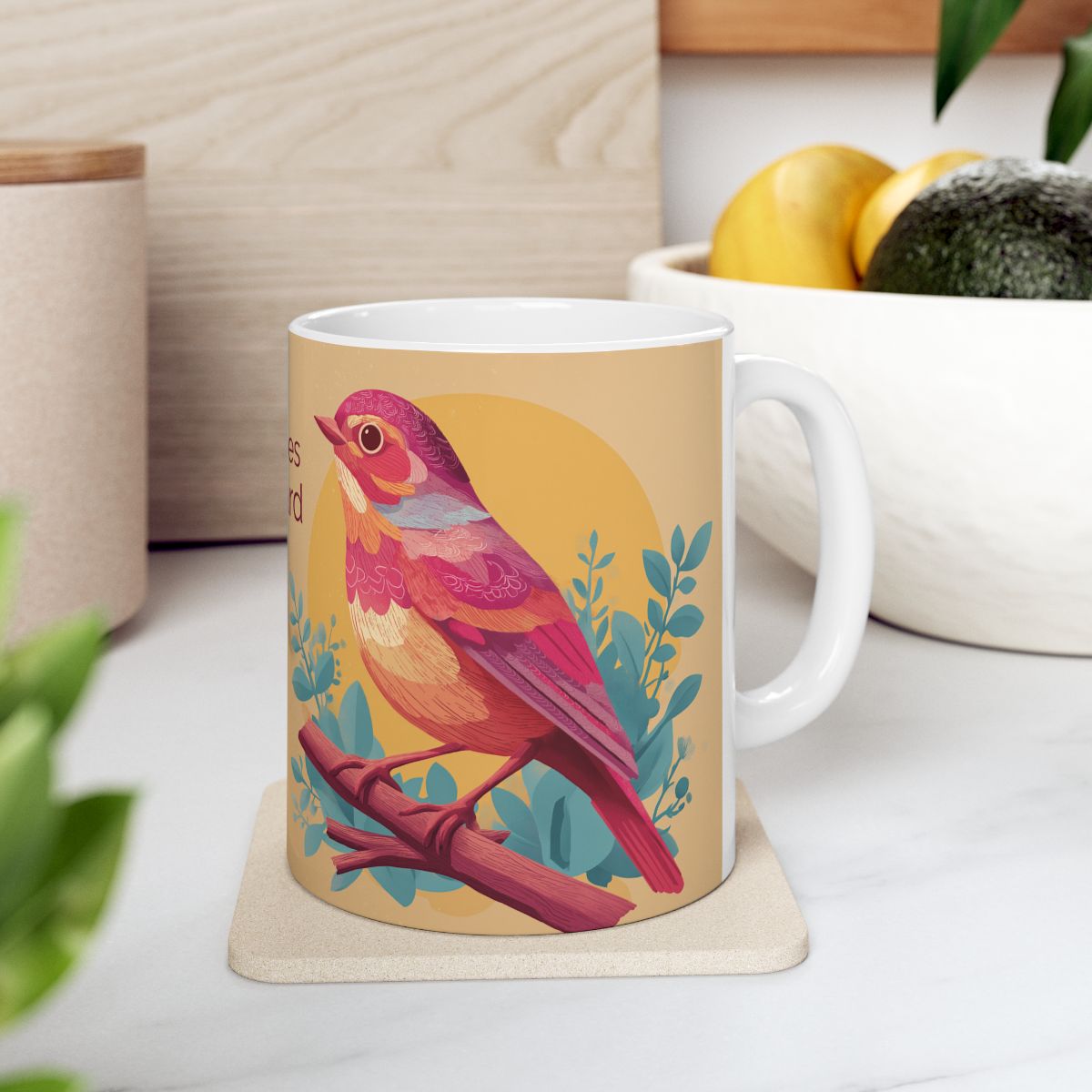 She Flies Forward Ceramic Mug | Motivational Graphic Soft Ascent