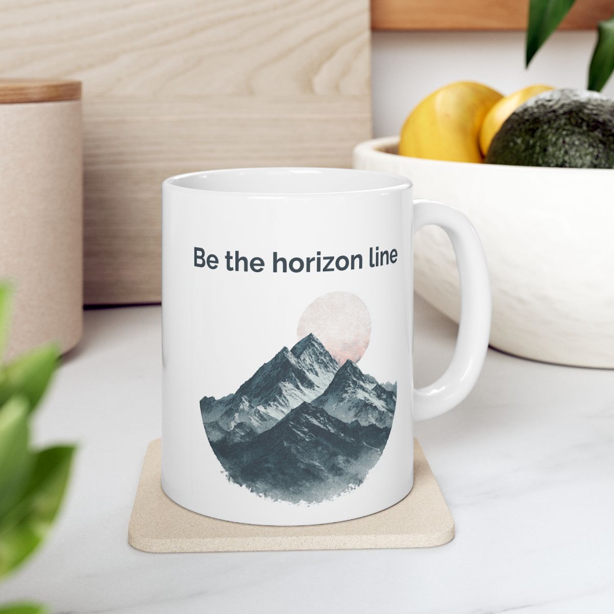 Be the horizon Line Ceramic Mug | Motivational Graphic Mountain Sunrise