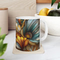 Sculpted Bloom Ceramic Mug | Botanical 3D Embroidery-Style