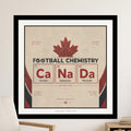 Football Chemistry poster featuring Canadian cities as elements, "Ca Na Da".
