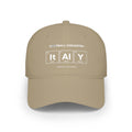 Tan baseball cap with "FOOTBALL CHEMISTRY" and "It Al Y" text.