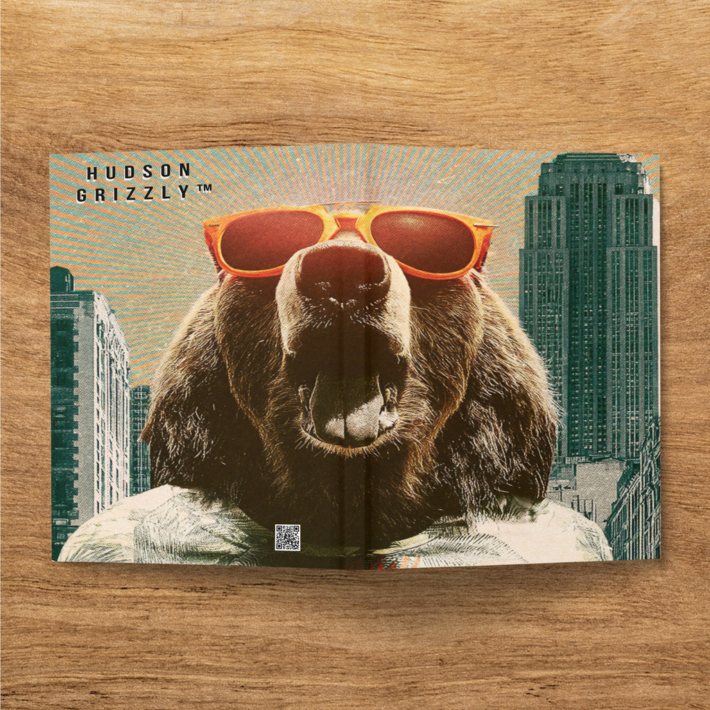 Hudson Grizzly logo with a bear wearing sunglasses in front of a city skyline.