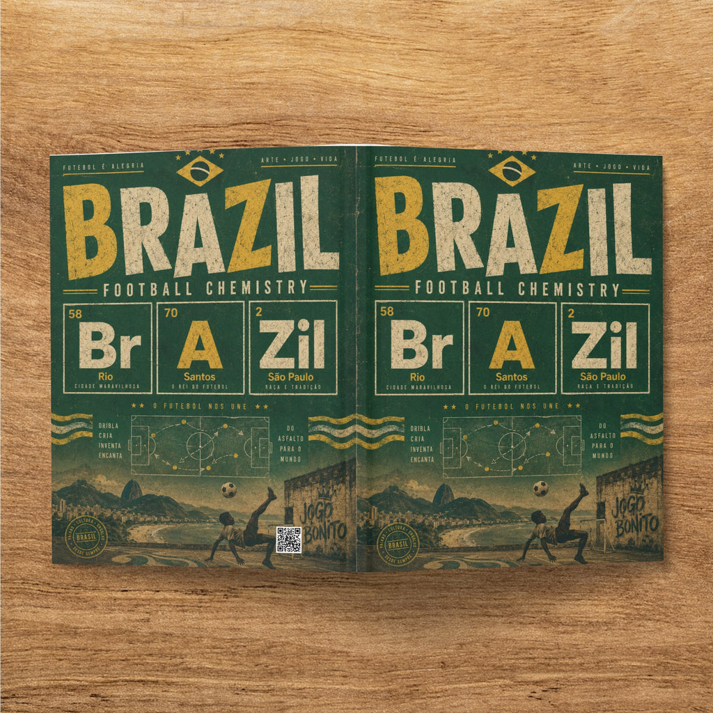 Brazil football chemistry book cover with text and soccer imagery.