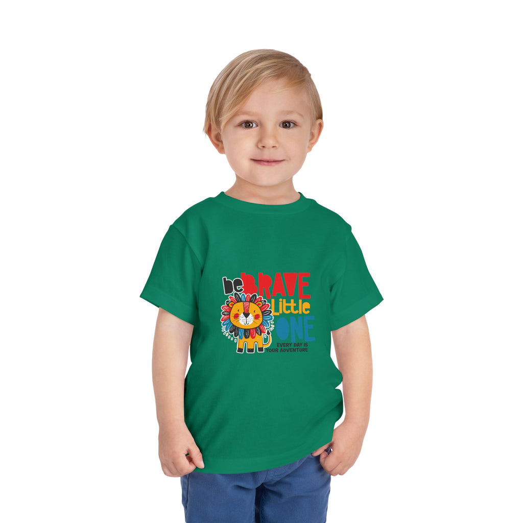 Be Brave Little One | Toddler Motivational Graphic Cute Colourful Lion T-Shirt