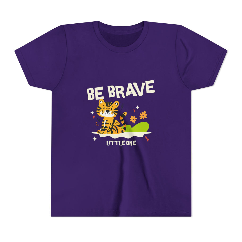 Be Brave Little One | Kids Motivational Graphic Tiger Floral Garden T-Shirt