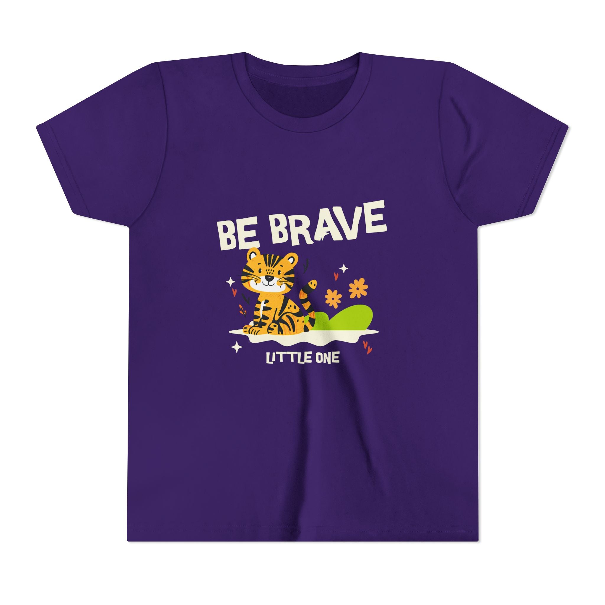 Be Brave Little One | Kids Motivational Graphic Tiger Floral Garden T-Shirt
