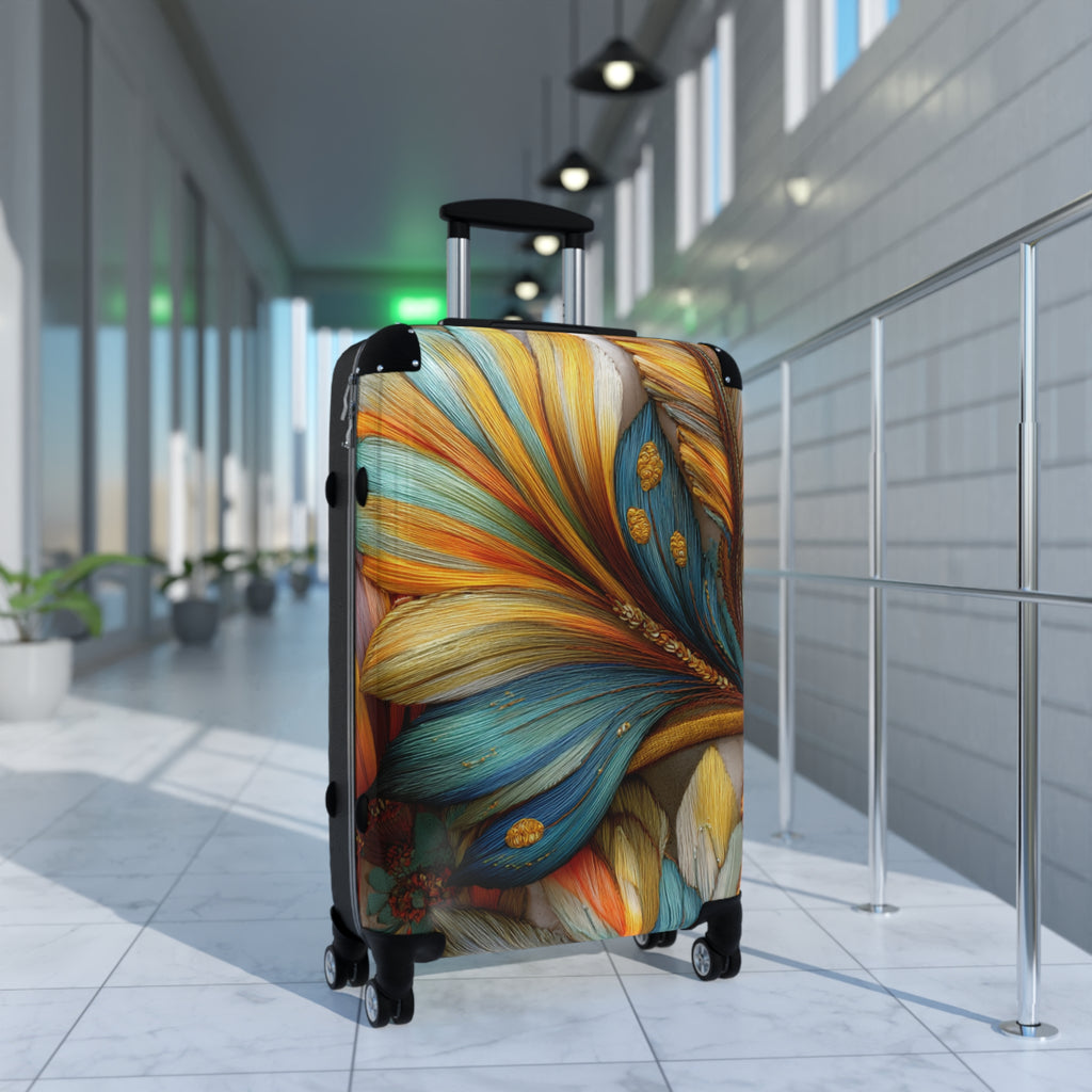 Thread Garden Carry-on Suitcase | 3D Embroidery style Botanical