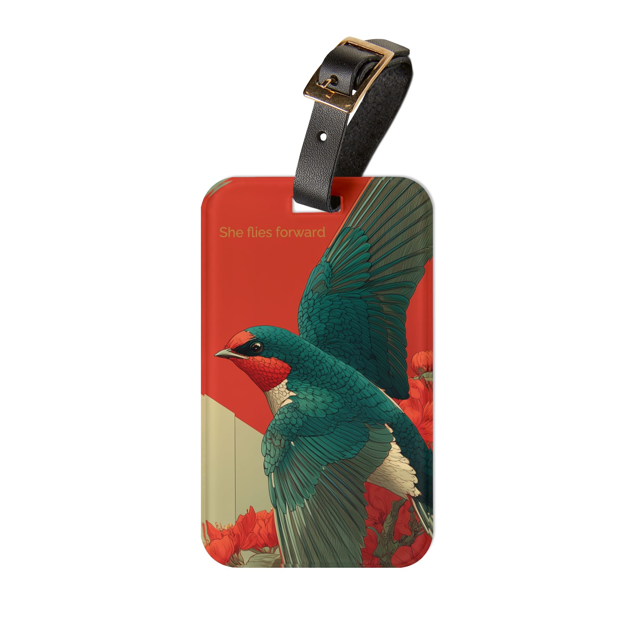 She Flies Forward Luggage Tag | Motivational Graphic Forward Flight