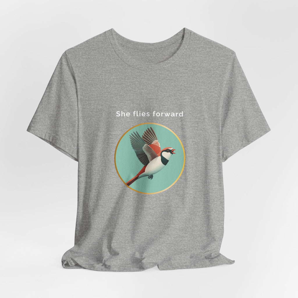 She Flies Forward | Women's Motivational Graphic Green Minimal T-Shirt