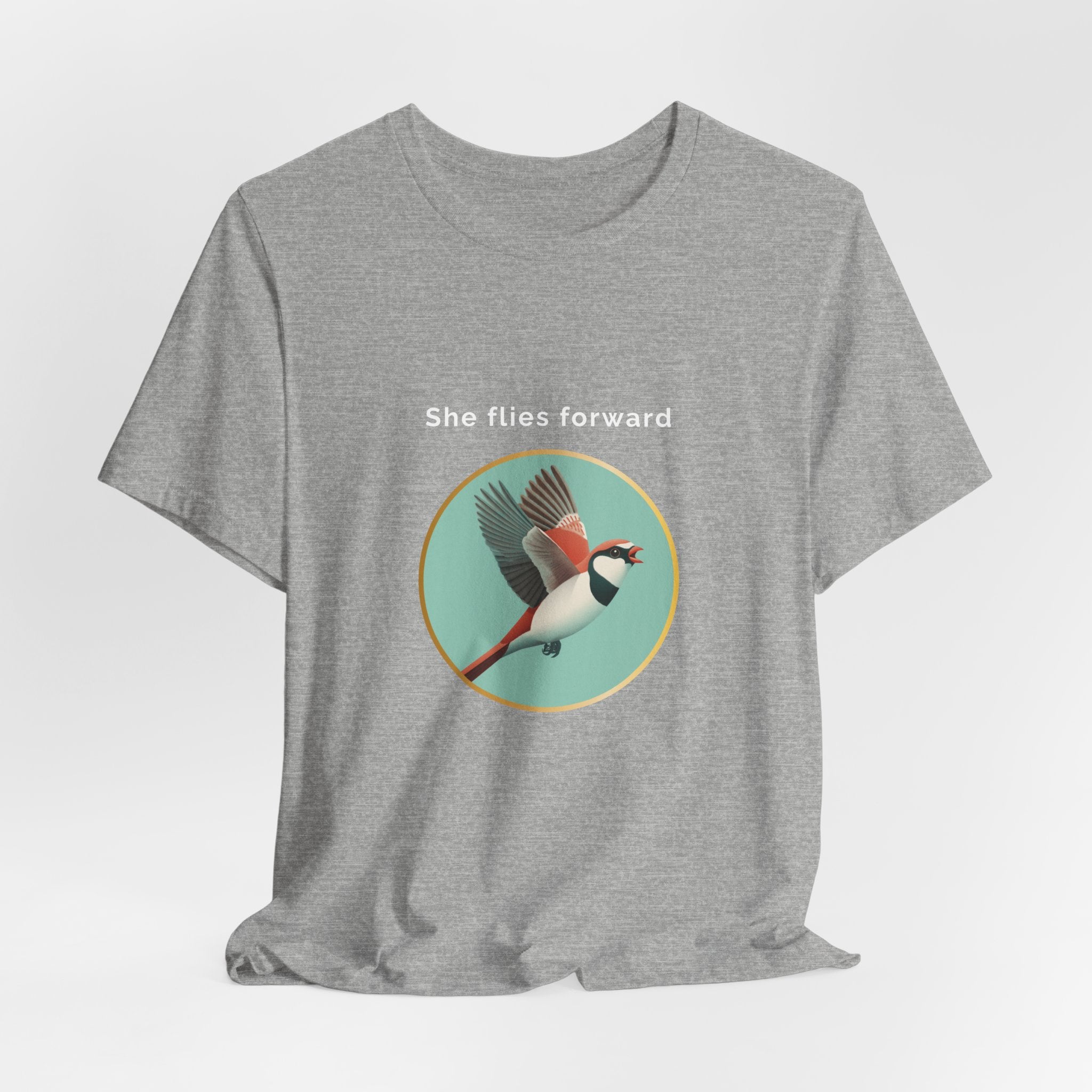 She Flies Forward | Women's Motivational Graphic Green Minimal T-Shirt