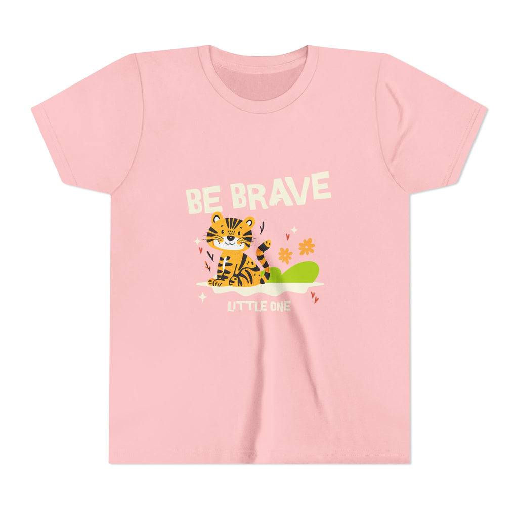 Be Brave Little One | Kids Motivational Graphic Tiger Floral Garden T-Shirt