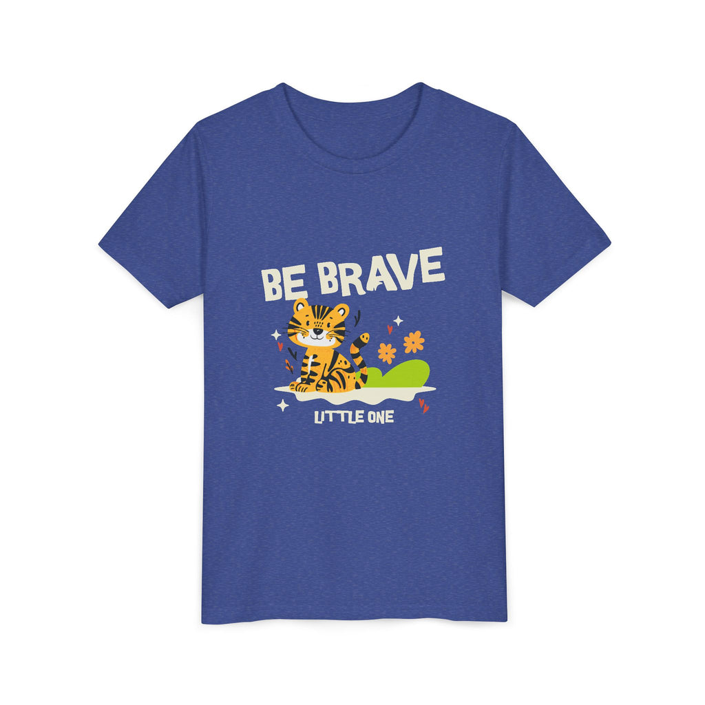 Be Brave Little One | Kids Motivational Graphic Tiger Floral Garden T-Shirt