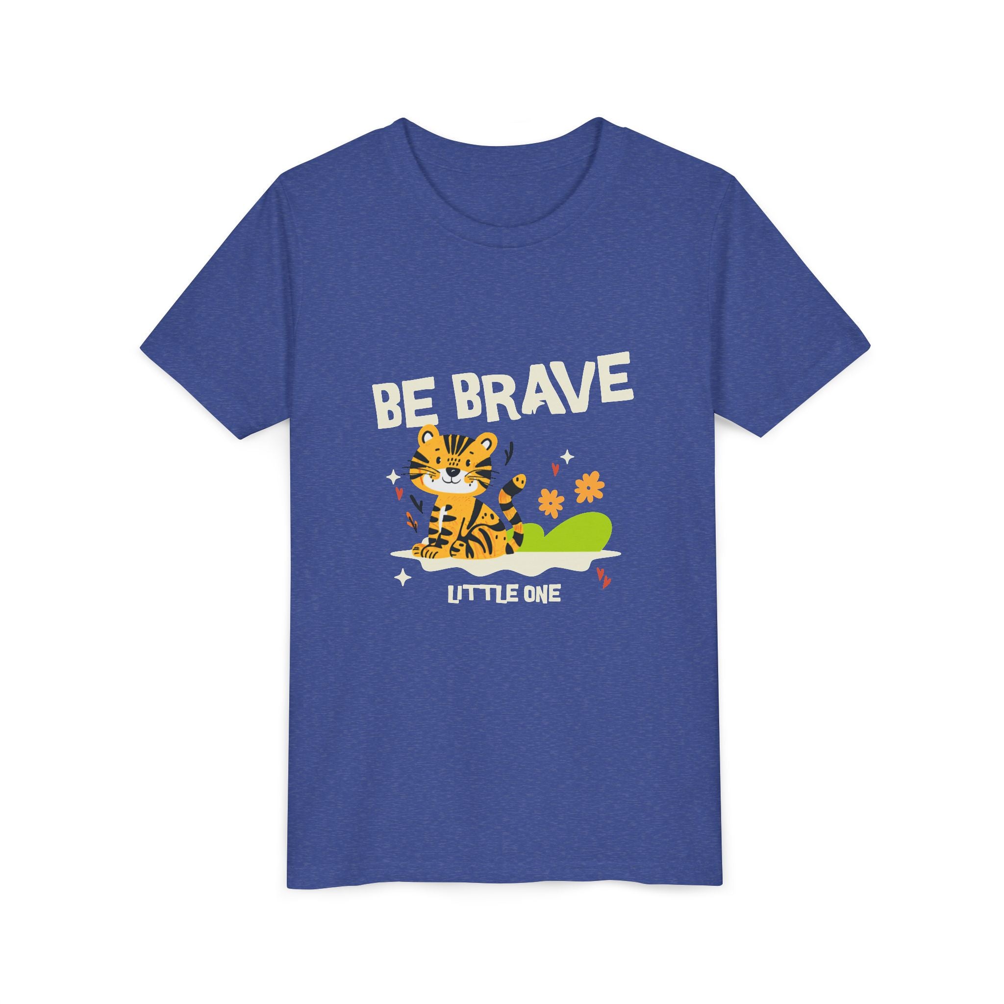 Be Brave Little One | Kids Motivational Graphic Tiger Floral Garden T-Shirt