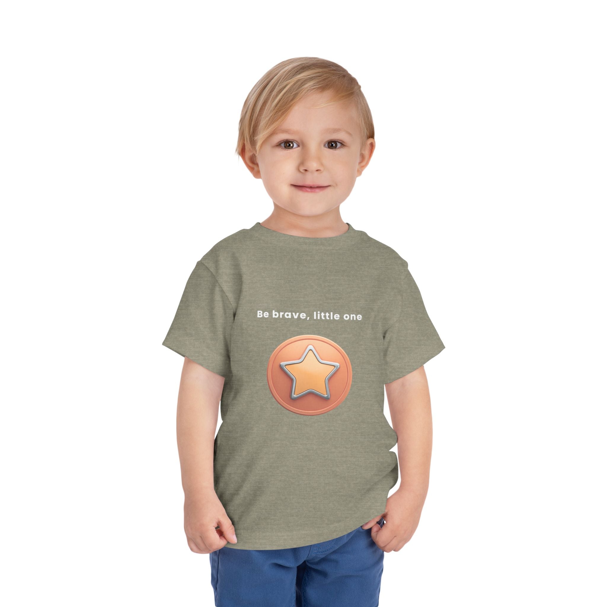 Be Brave Little One | Toddler Motivational Graphic Bronze Star Badge T-Shirt